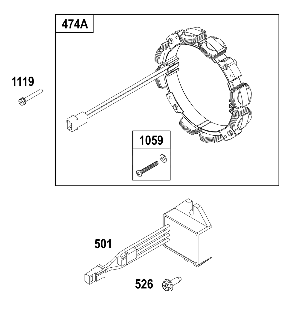 Alternator Group Diagram and Parts List for 305446-0639-F1  Briggs and Stratton Engine